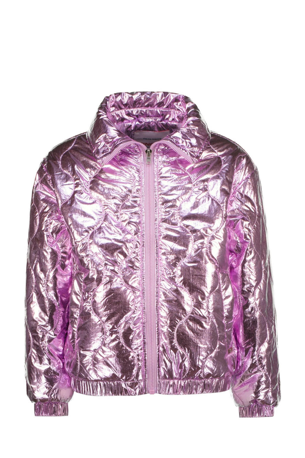 Lilakleurige meisjes Vingino jack van polyester met effen, lange mouwen, klassieke kraag, ritssluiting en glimmend detail