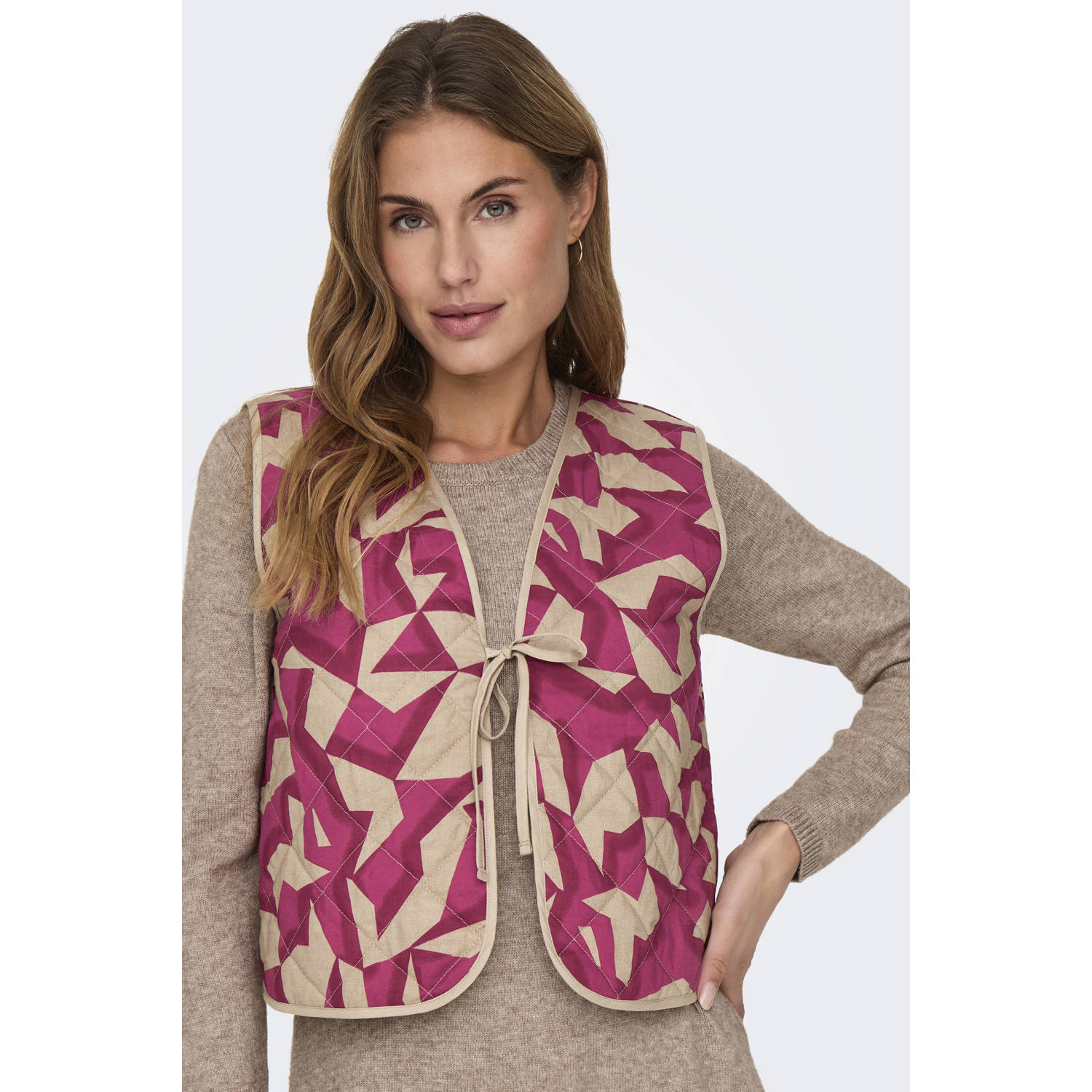 JDY gilet roze quilted