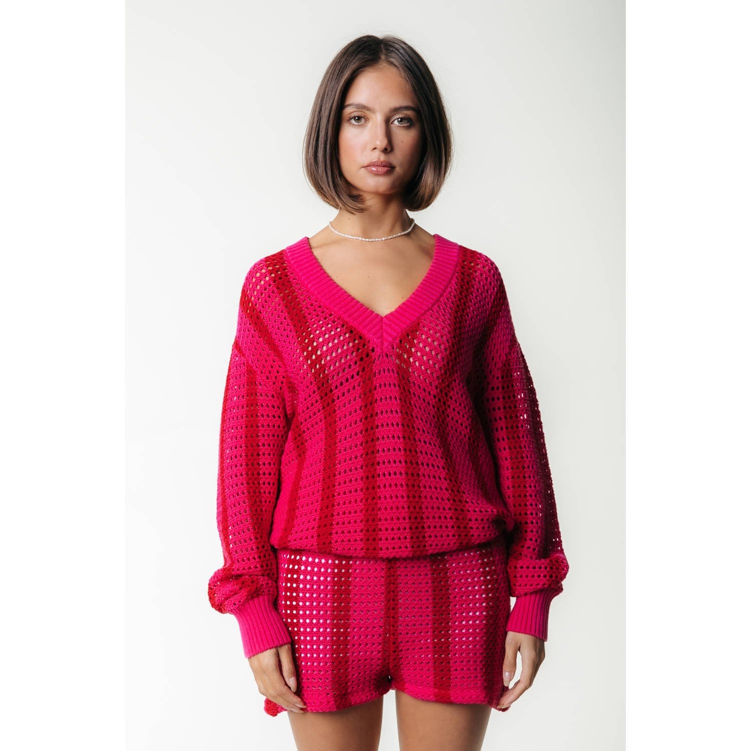 Colourful Rebel slim regular waist casual short roze crochet