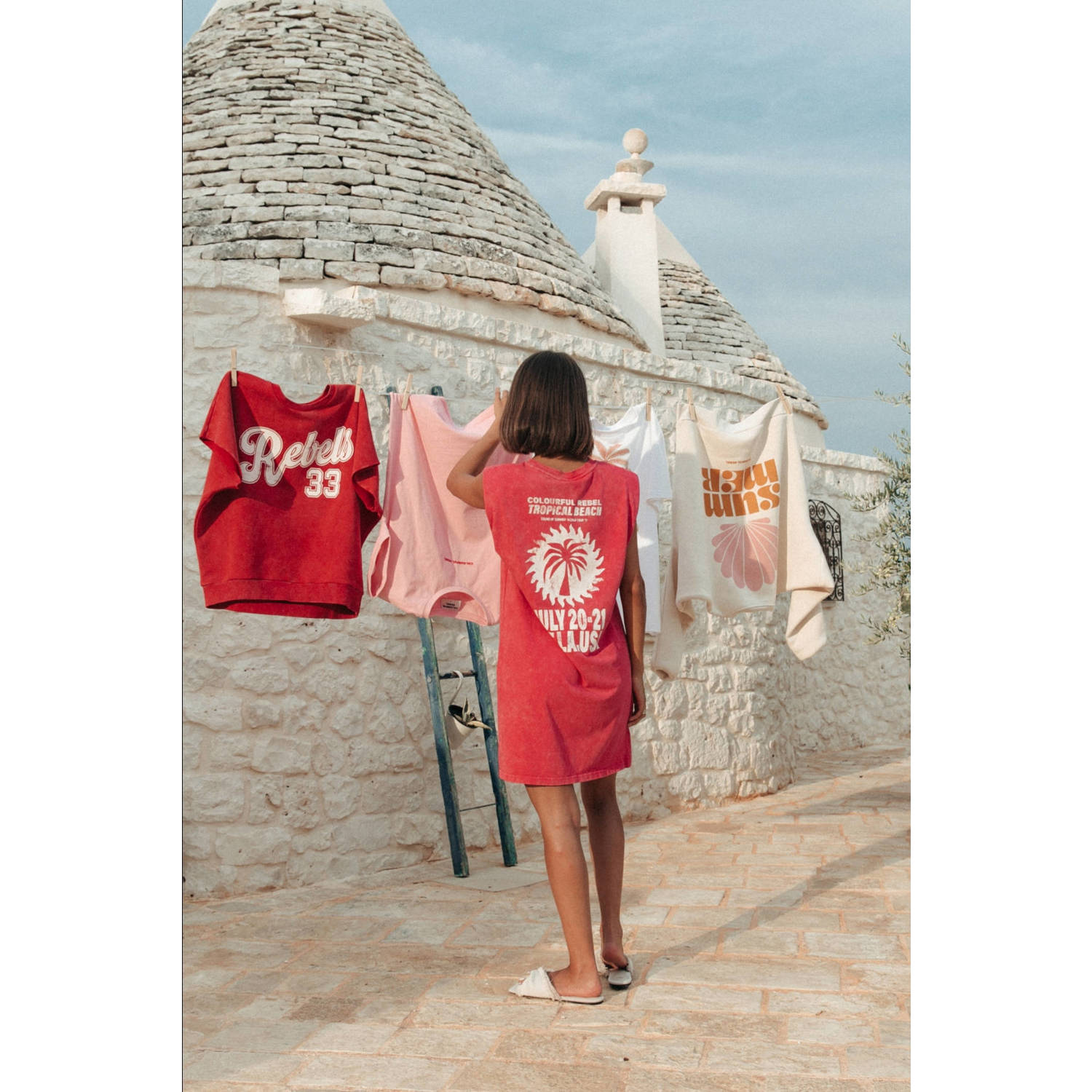 Colourful Rebel t-shirtjurk rood