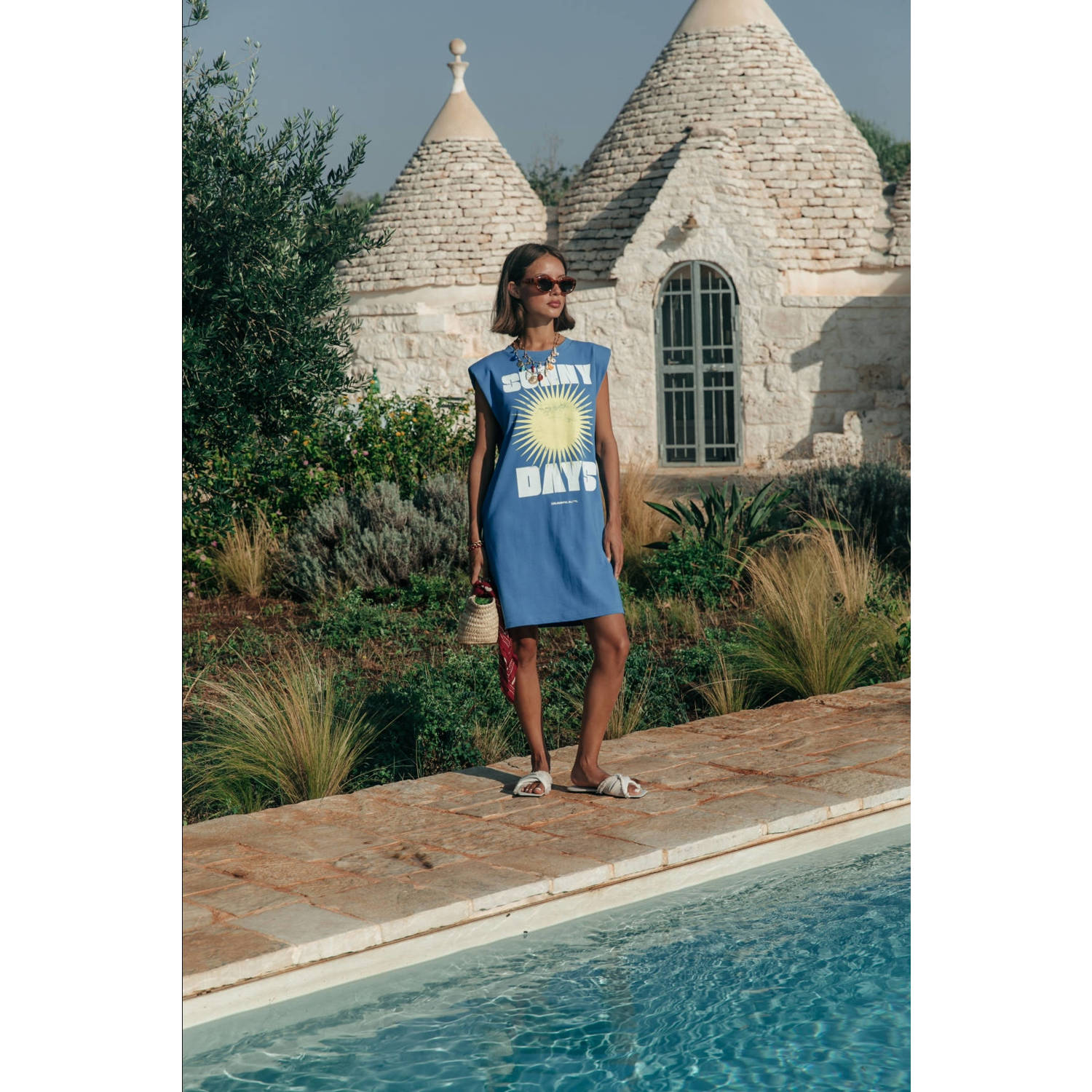 Colourful Rebel t-shirtjurk blauw