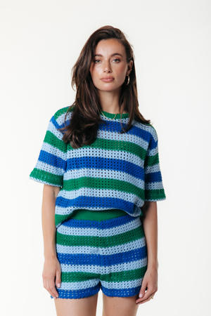slim regular waist casual short blauw crochet