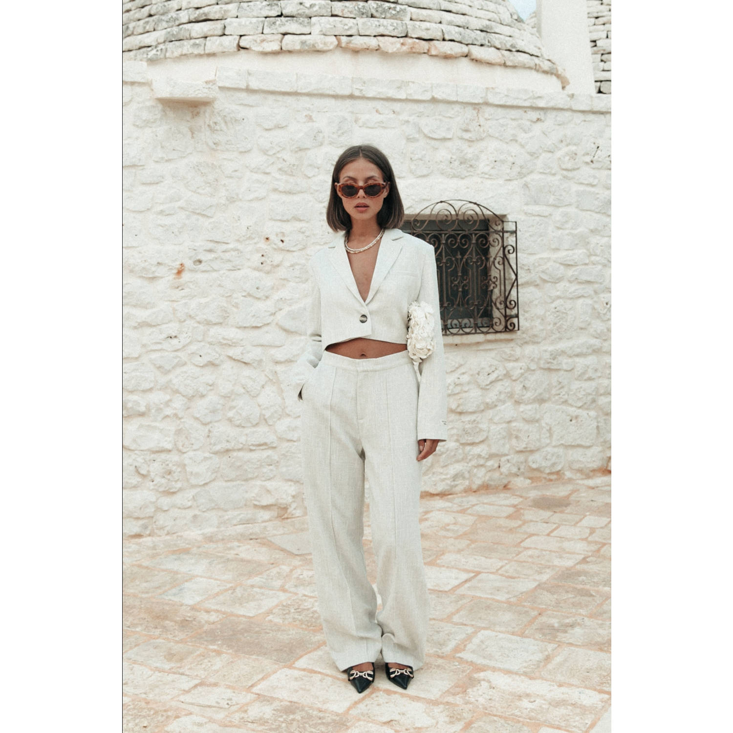 Colourful Rebel straight regular waist pantalon ecru