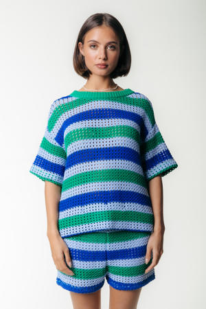 top blauw crochet