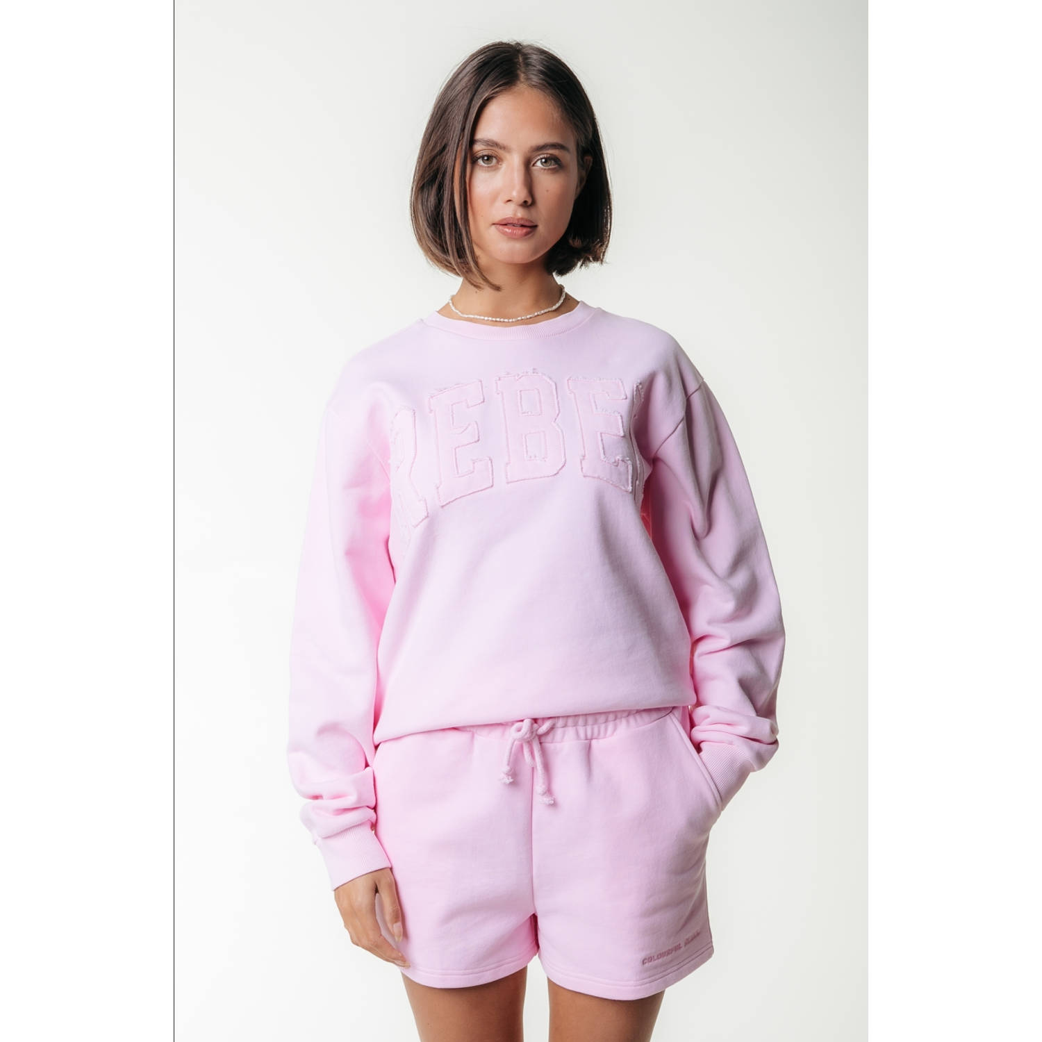 Colourful Rebel straight regular waist sweatshort roze
