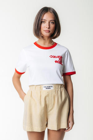 straight high waist casual short geel