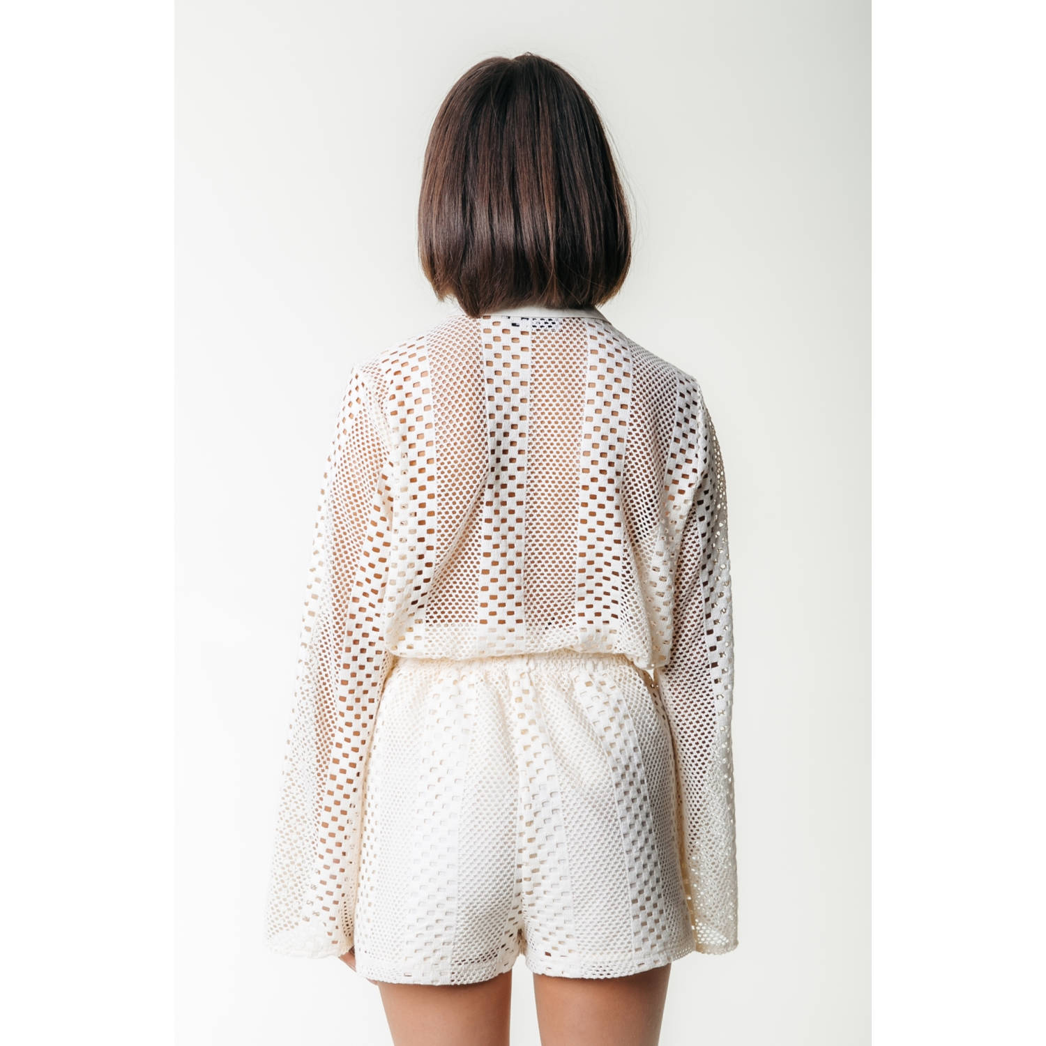 Colourful Rebel straight high waist casual short ecru crochet