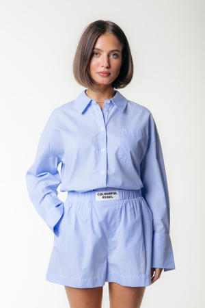 wide leg regular waist casual short lichtblauw
