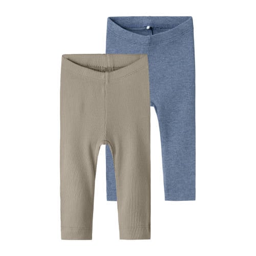 NAME IT BABY broek - set van 2 lichtblauw/beige afbeelding