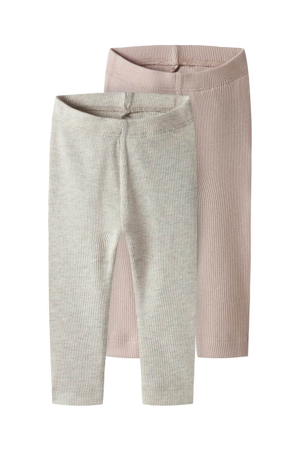Set van 2 beige jongens en meisjes NAME IT BABY broek van katoen met regular fit, elastische tailleband en melée print