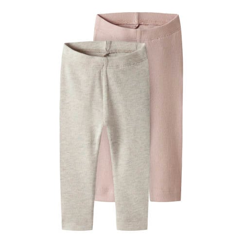 NAME IT BABY broek - set van 2 roze/beige afbeelding