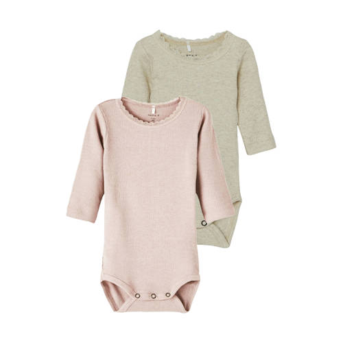 NAME IT BABY romper - set van 2 lichtroze/ecru afbeelding