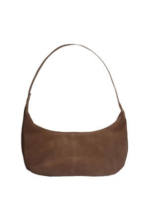 suede schoudertas bruin