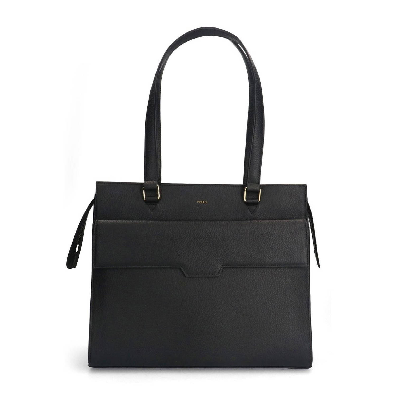 Manfield leren shopper zwart