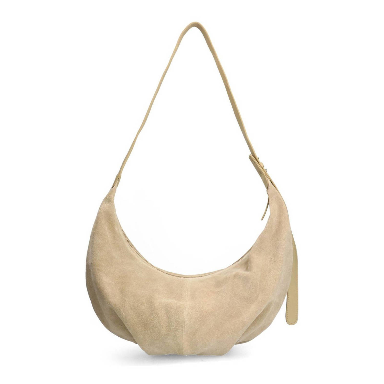 Manfield suede schoudertas beige