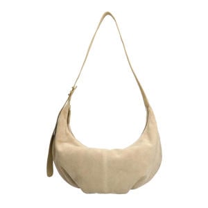 suede schoudertas beige