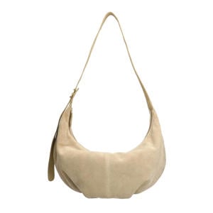 suede schoudertas beige