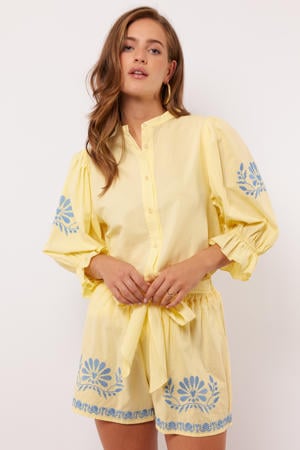 blouse lichtgeel broderie