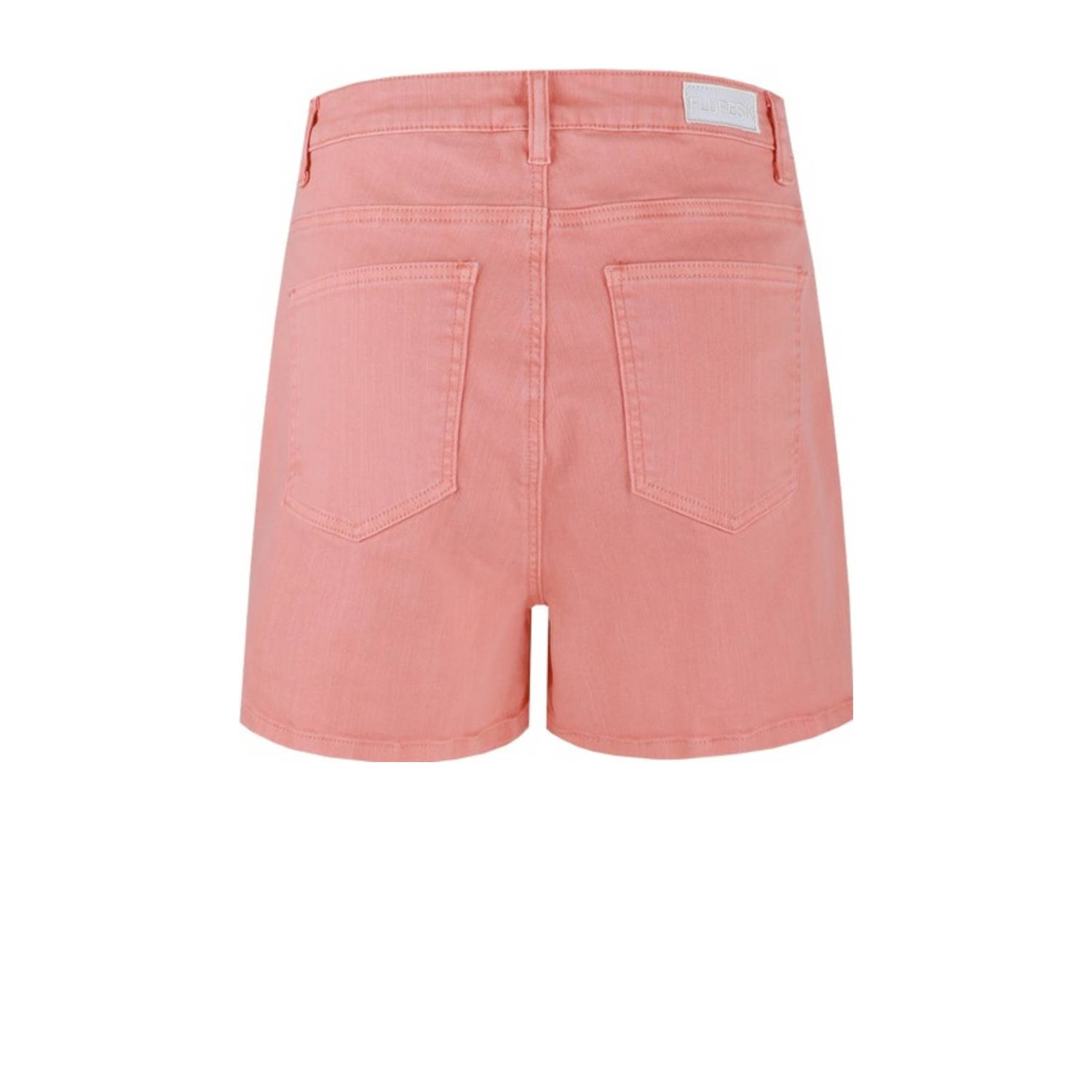 FLURESK denim straight high waist short oranje