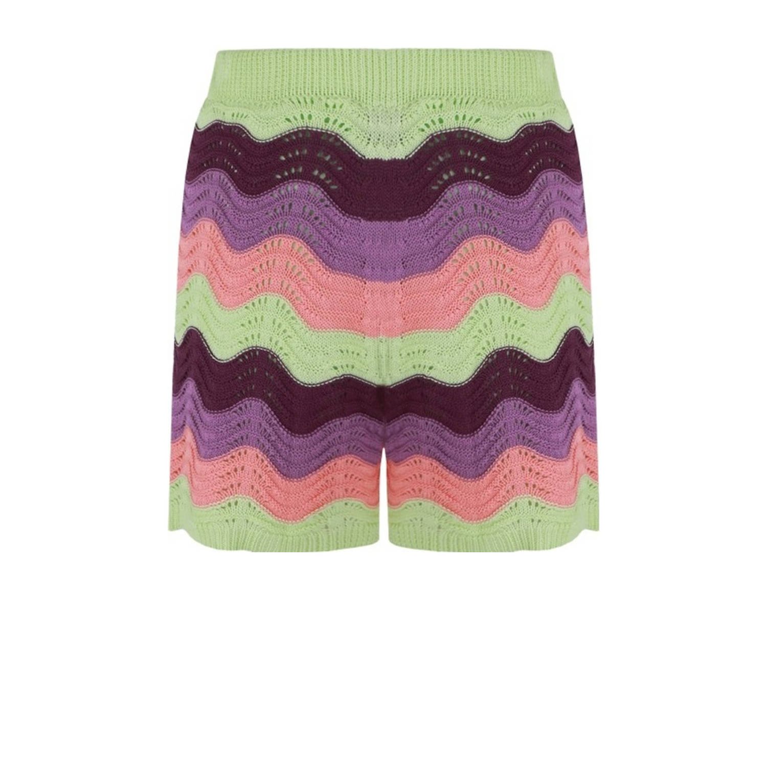 FLURESK straight regular waist casual short multi crochet