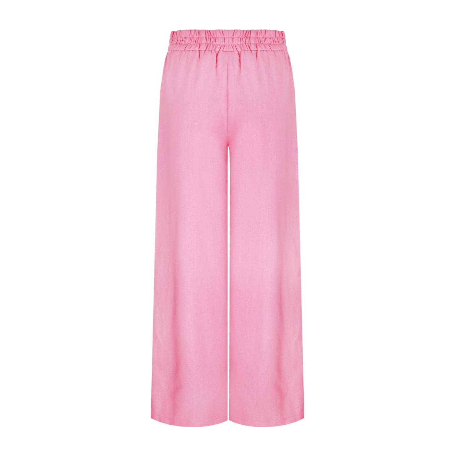 FLURESK linnen wide leg regular waist broek roze