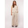 FLURESK linnen wide leg regular waist broek zand