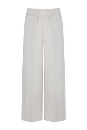 linnen wide leg regular waist broek zand