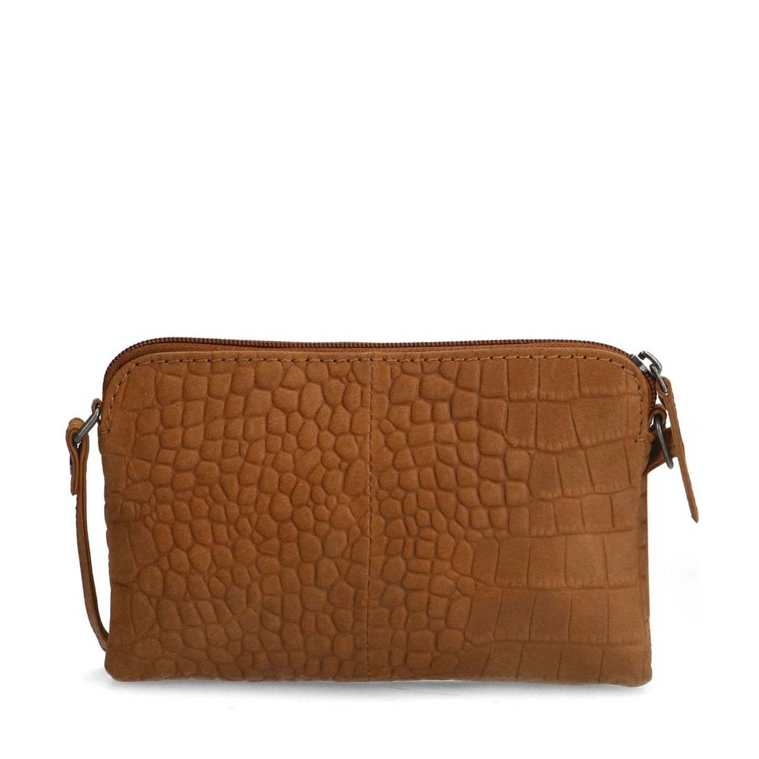 Manfield leren crossbody tas cognac