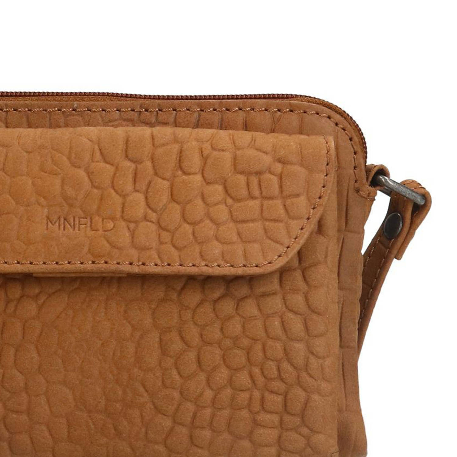 Manfield leren crossbody tas cognac