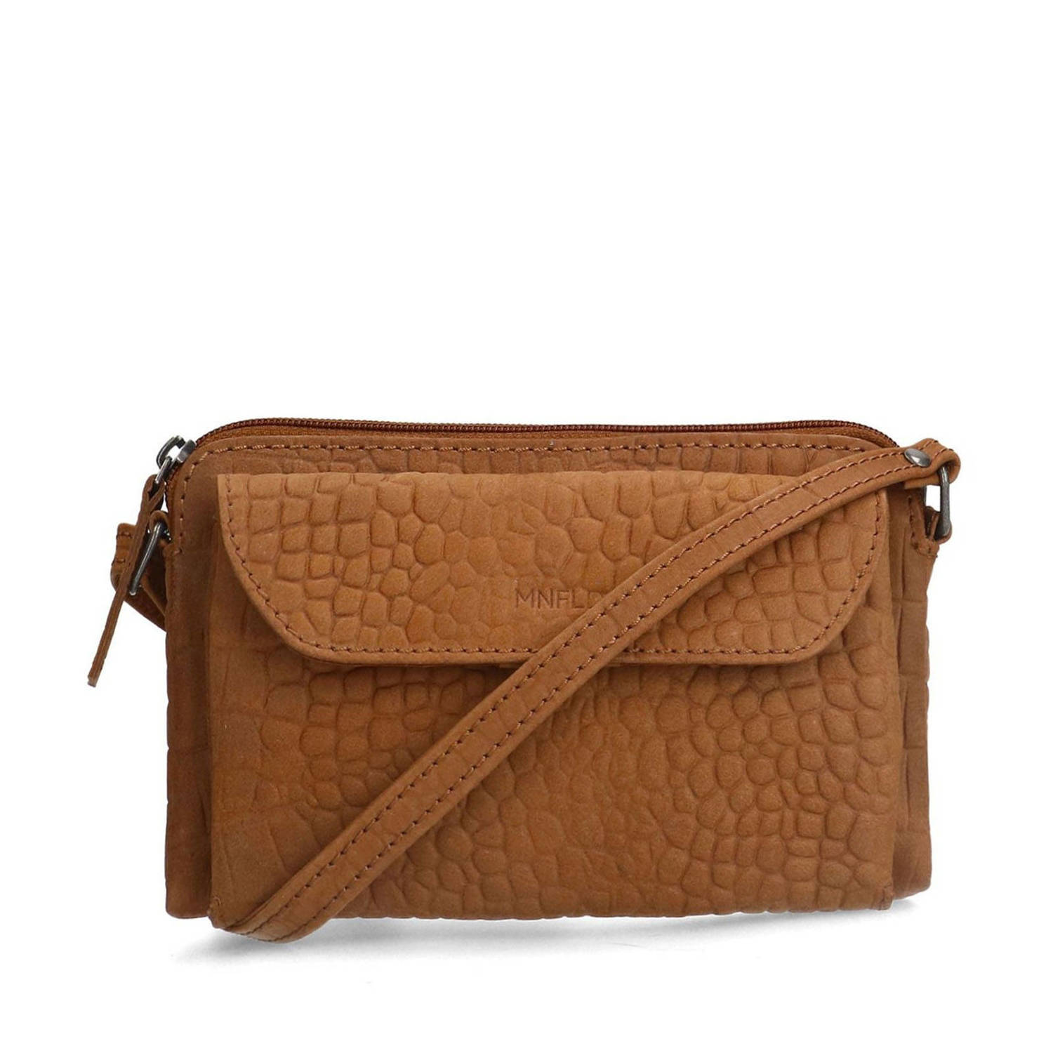Manfield leren crossbody tas cognac