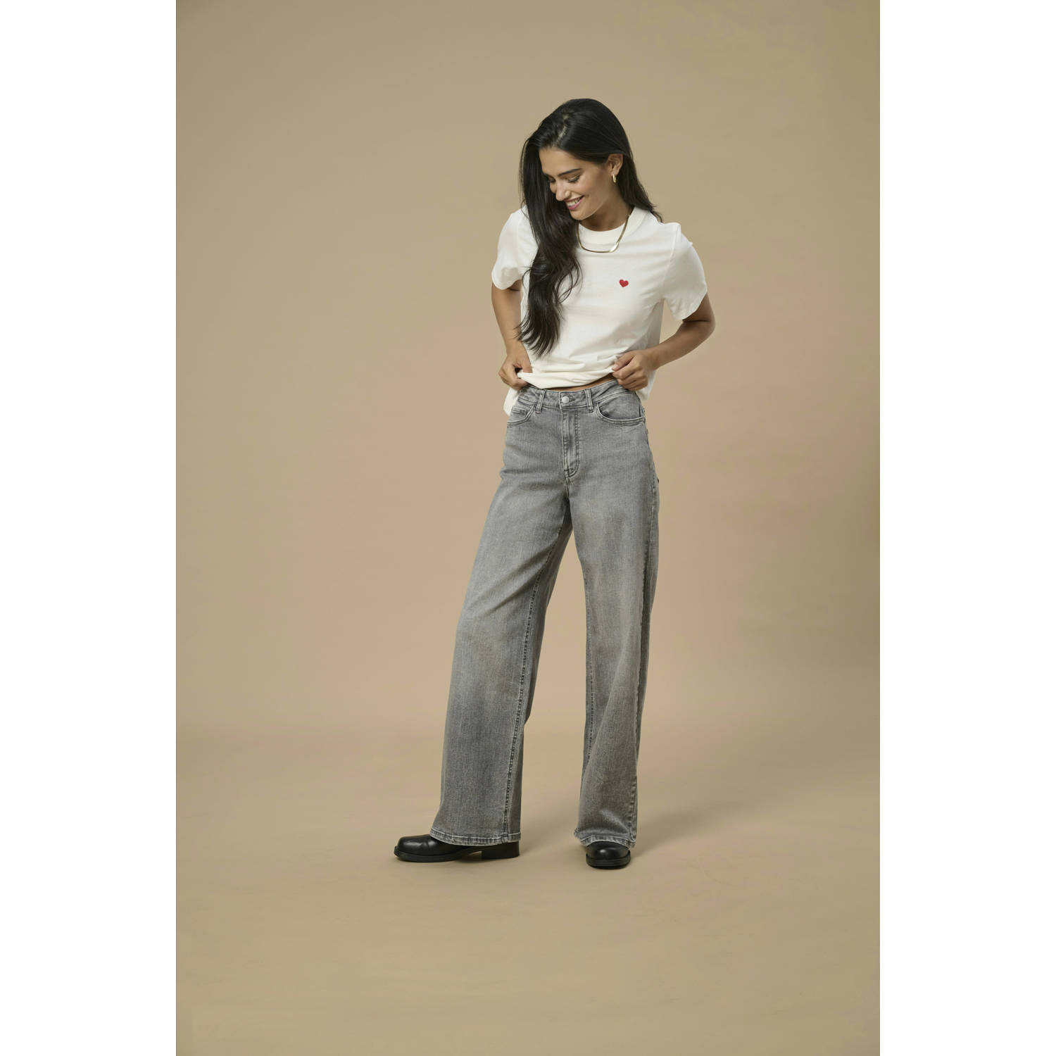 JDY high waist wide leg jeans grey denim