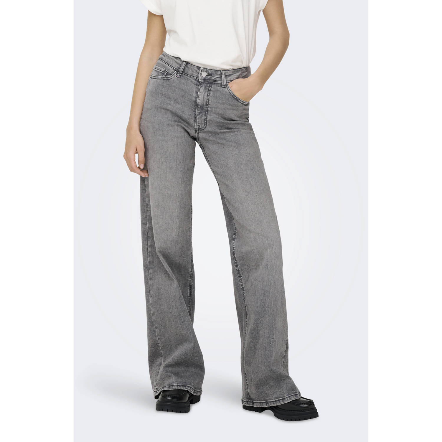 JDY high waist wide leg jeans grey denim