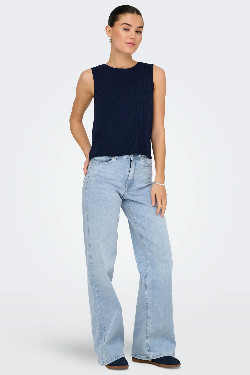 JDY high waist wide leg jeans light blue denim