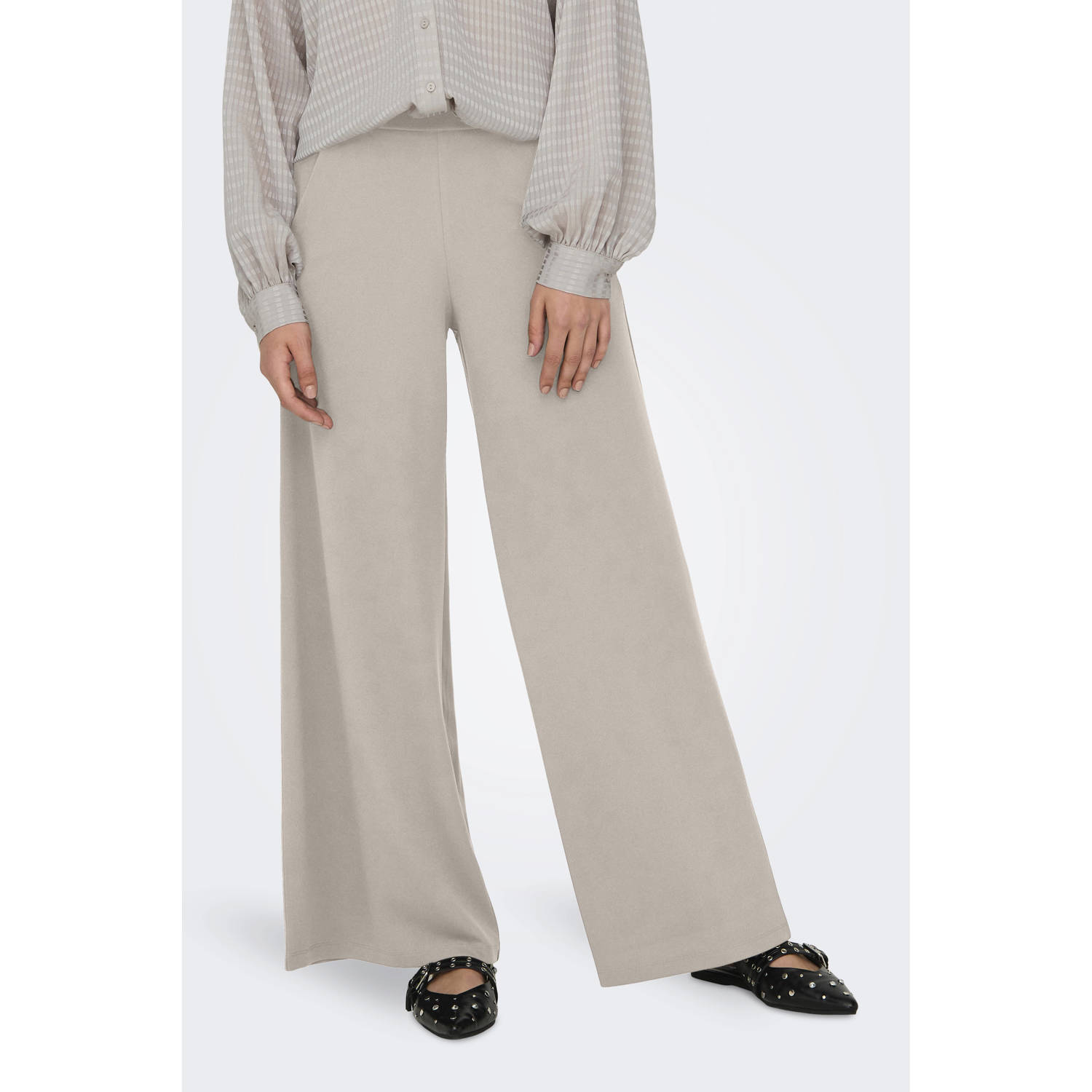JDY wide leg regular waist pantalon taupe