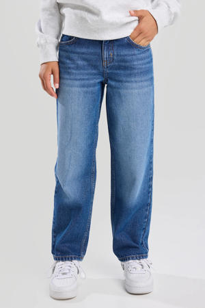 low waist loose fit jeans medium blue denim