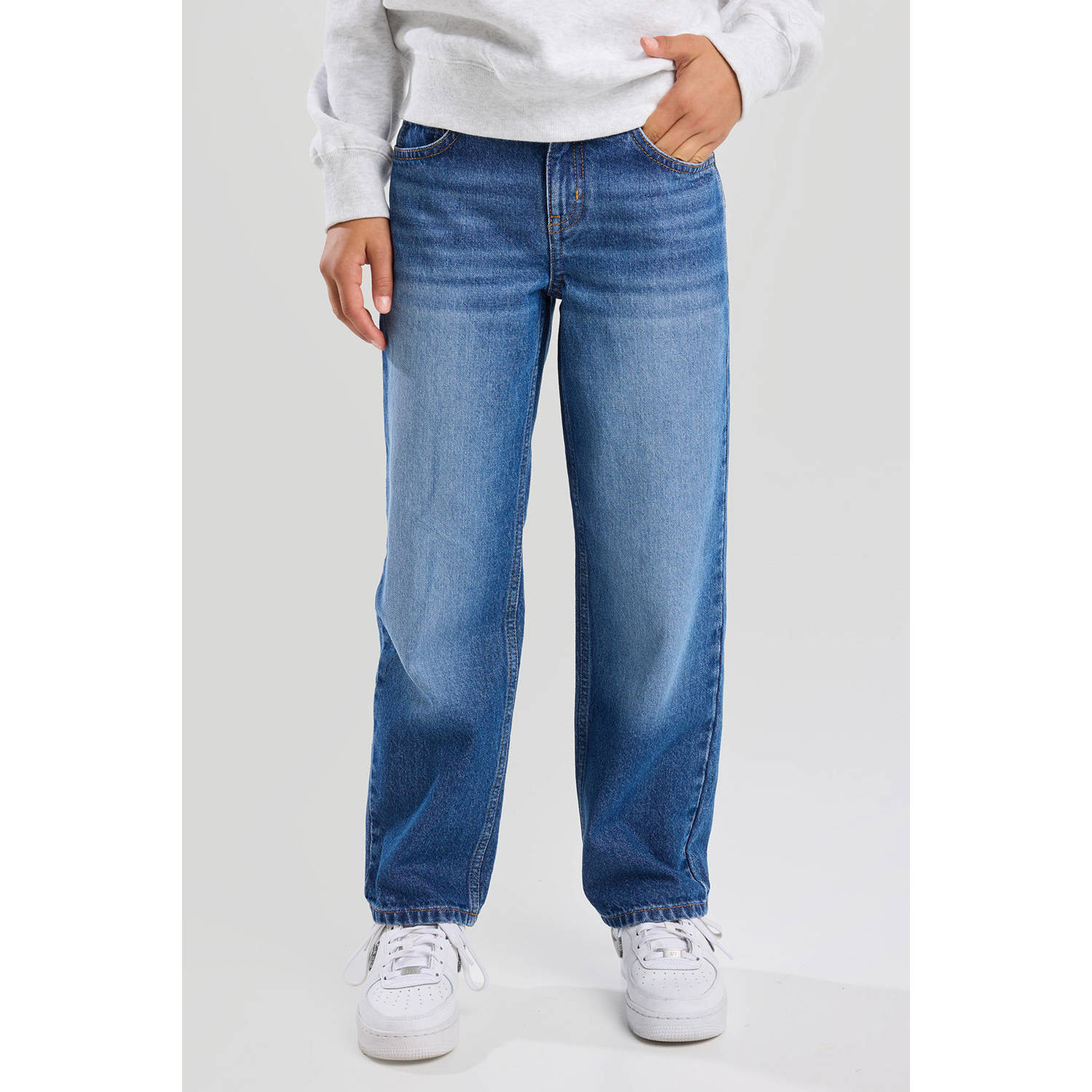 America Today low waist loose fit jeans medium blue denim