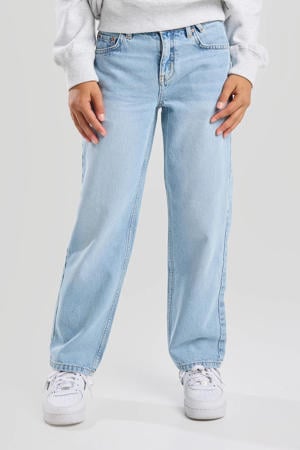 low waist loose fit jeans light blue denim