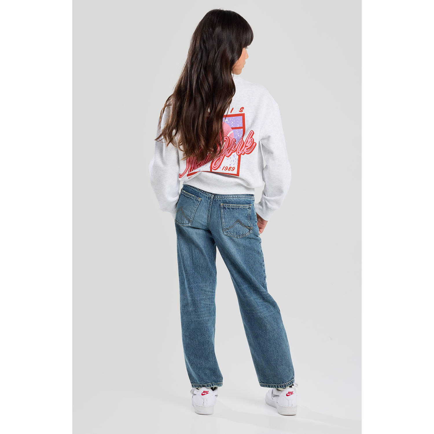 America Today low waist loose fit jeans medium blue denim