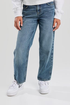 low waist loose fit jeans medium blue denim