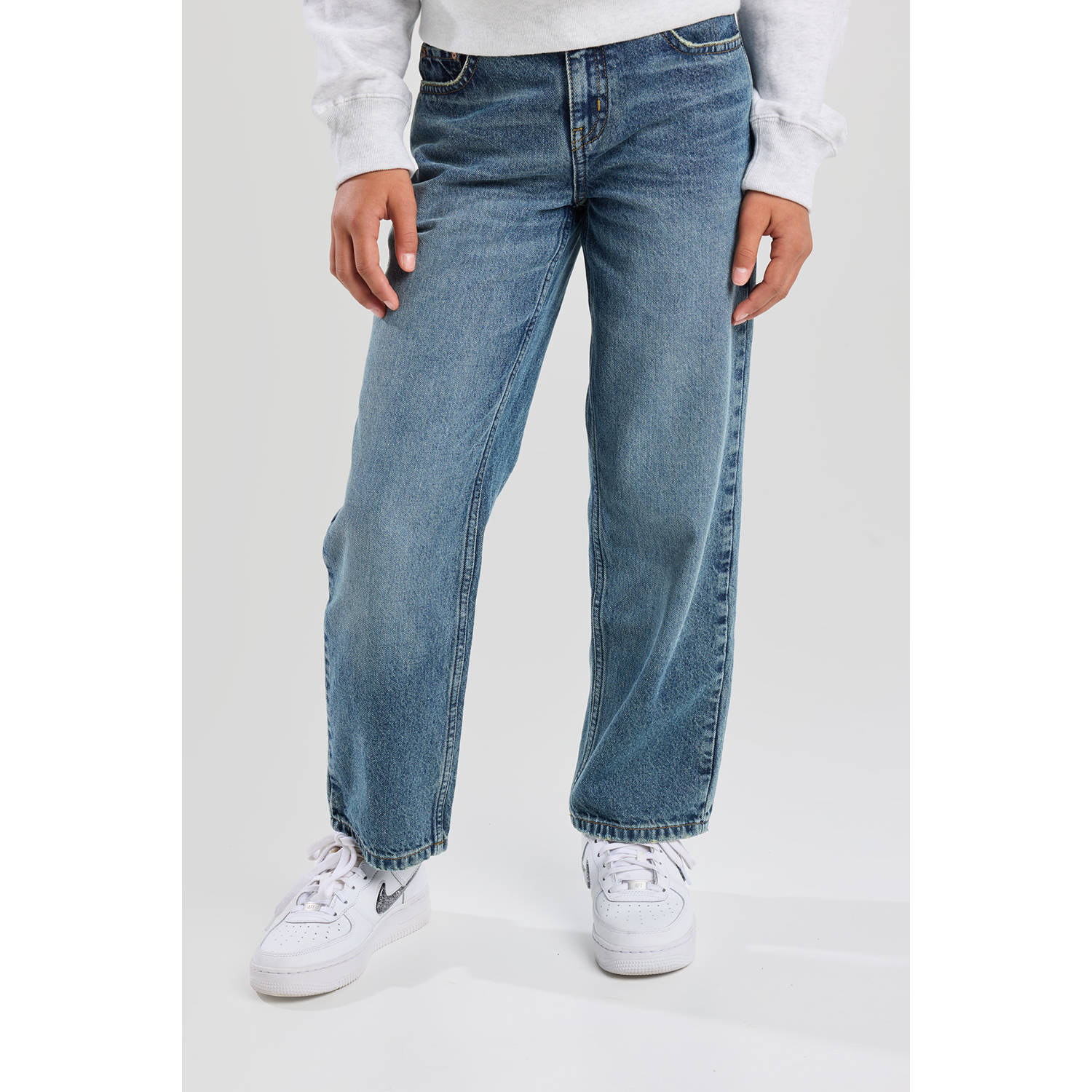 America Today low waist loose fit jeans medium blue denim
