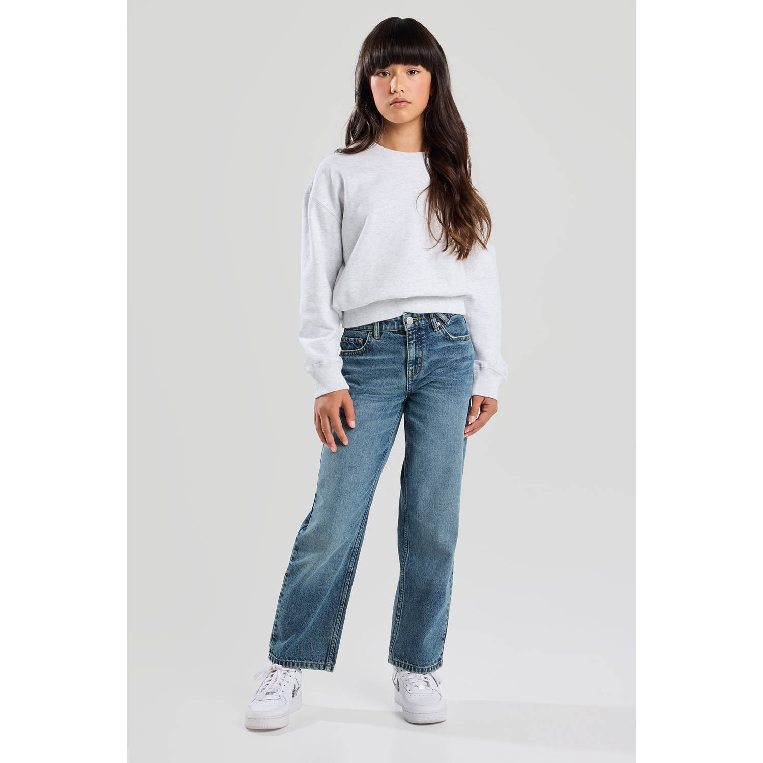 America Today low waist loose fit jeans medium blue denim