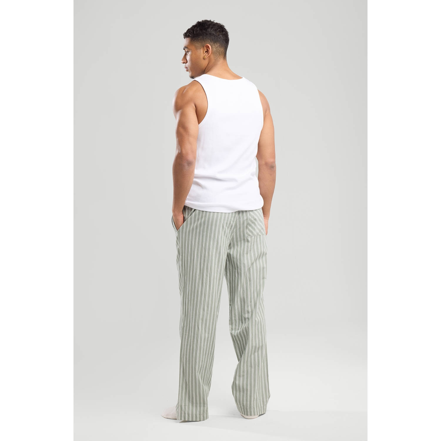 America Today pyjamabroek Lio lichtgroen wit