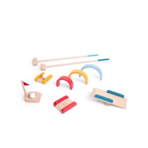Golf set van hout met obstakels