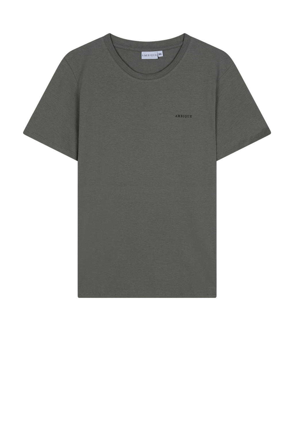 Groene jongens Ambique -shirt van stretchkatoen met logo dessin, korte mouwen en ronde hals