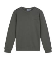 thumbnail: Donkergroene jongens Ambique sweater met logo dessin, lange mouwen, ronde hals en geribde boorden