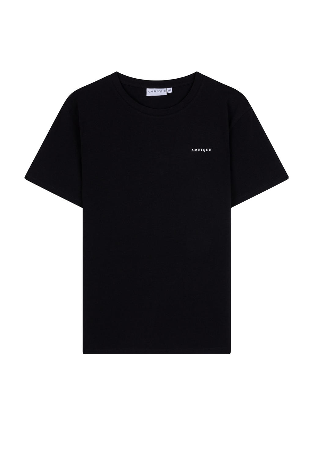 Zwarte jongens Ambique -shirt van stretchkatoen met logo dessin, korte mouwen en ronde hals