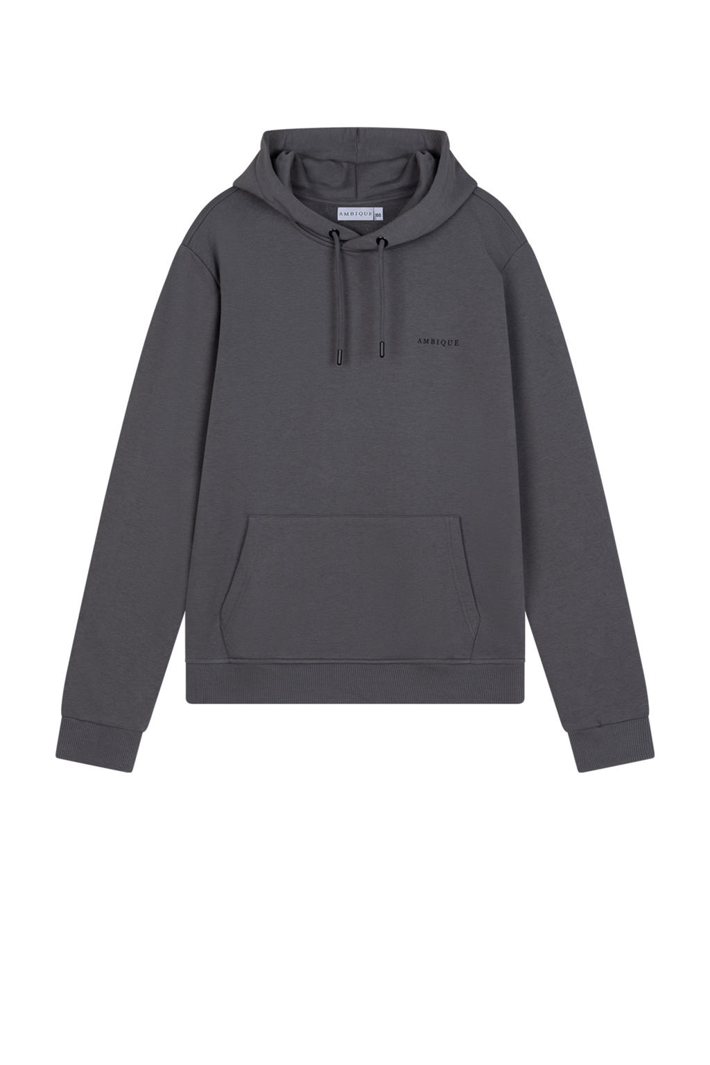 Grijze jongens Ambique sweater met logo dessin, lange mouwen, capuchon en geribde boorden