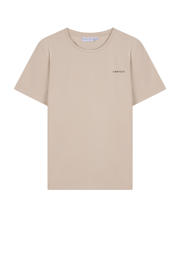 thumbnail: Beige jongens Ambique T-shirt van stretchkatoen met logo dessin, korte mouwen en ronde hals