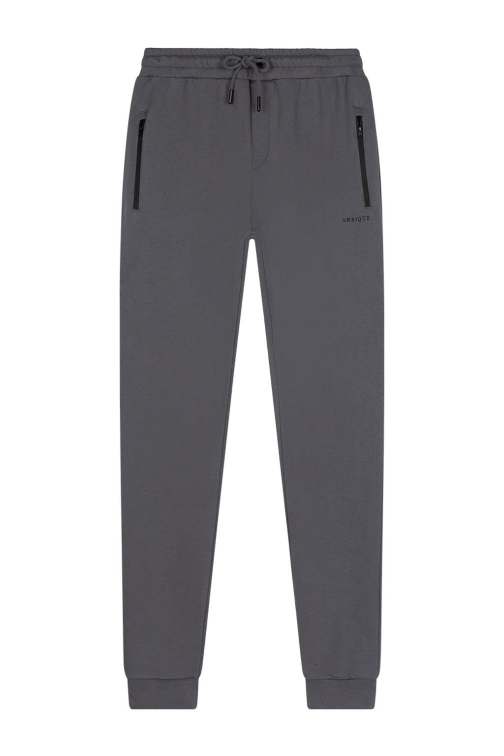Grijze jongens Ambique slim sweatpants van katoen met regular waist, elastische tailleband met koord en logo dessin