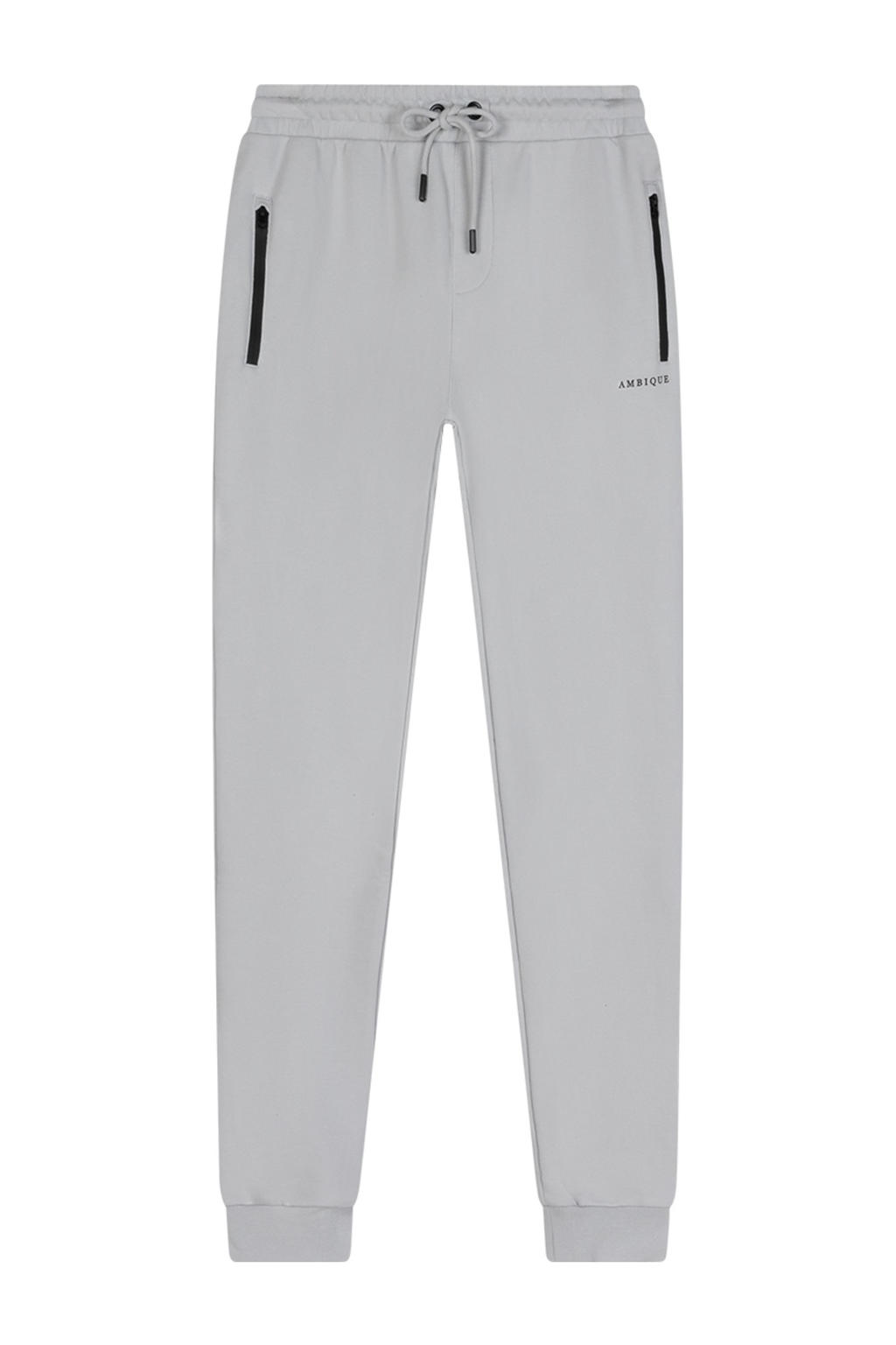 Lichtgrijze jongens Ambique slim sweatpant van katoen met regular waist, elastische tailleband met koord en logo dessin
